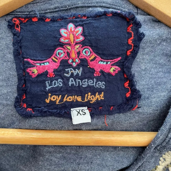 Johnny Was Top Embroidered Floral Three Quarter Sleeve Shirt Blue Size XS - Picture 7 of 8